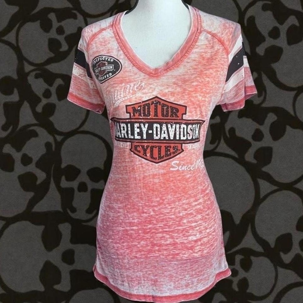 Harley Davidson sheer Mcbling v neck top bimbocore biker